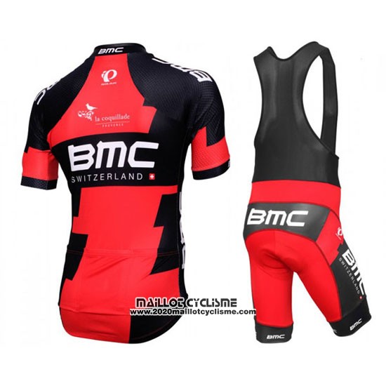 2016 Maillot Ciclismo BMC Noir et Rouge Manches Courtes et Cuissard